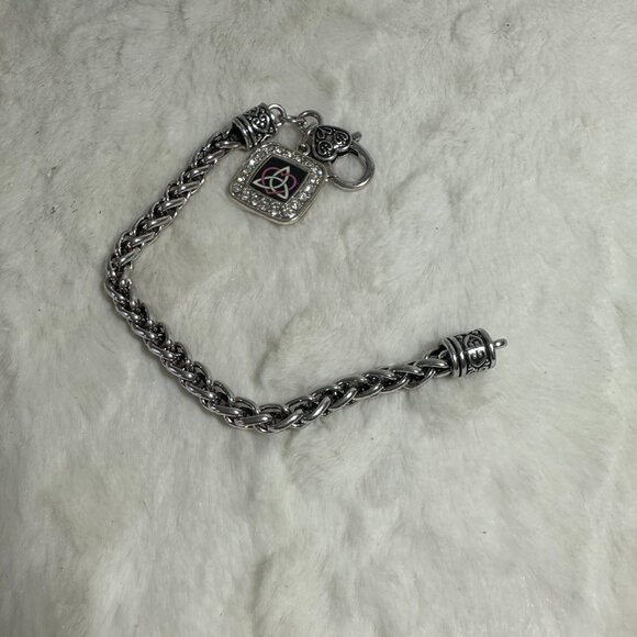 Inspired Silver Celtic Sisters Knot Square Charm Braided Bracelet - Picture 4 of 4